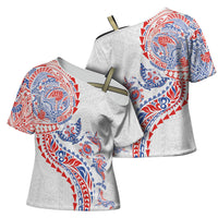 Hawaiian Kakau Tribal Sea Animals Tattoos Cross Shoulder Shirt Hawaii Flag Color Inspired
