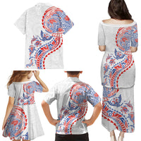 Hawaiian Kakau Tribal Sea Animals Tattoos Family Matching Puletasi and Hawaiian Shirt Hawaii Flag Color Inspired