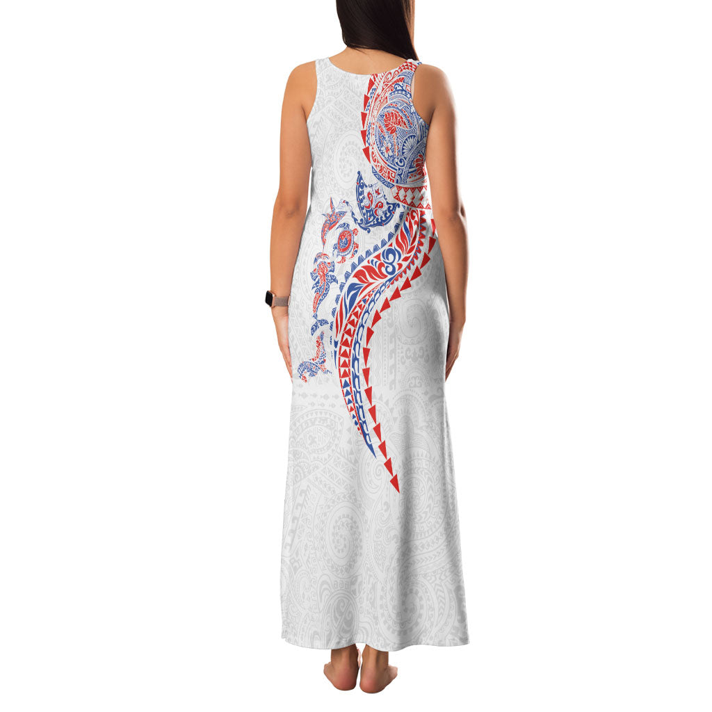 Hawaiian Kakau Tribal Sea Animals Tattoos Family Matching Tank Maxi Dress and Hawaiian Shirt Hawaii Flag Color Inspired