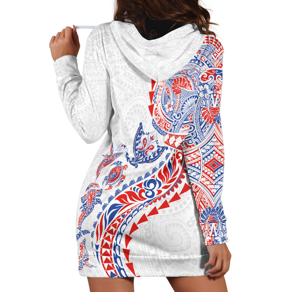 Hawaiian Kakau Tribal Sea Animals Tattoos Hoodie Dress Hawaii Flag Color Inspired