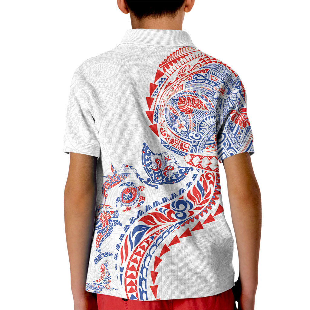 Hawaiian Kakau Tribal Sea Animals Tattoos Kid Polo Shirt Hawaii Flag Color Inspired