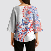 Hawaiian Kakau Tribal Sea Animals Tattoos Kimono Sleeve Blouse Hawaii Flag Color Inspired
