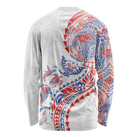 Hawaiian Kakau Tribal Sea Animals Tattoos Long Sleeve Shirt Hawaii Flag Color Inspired