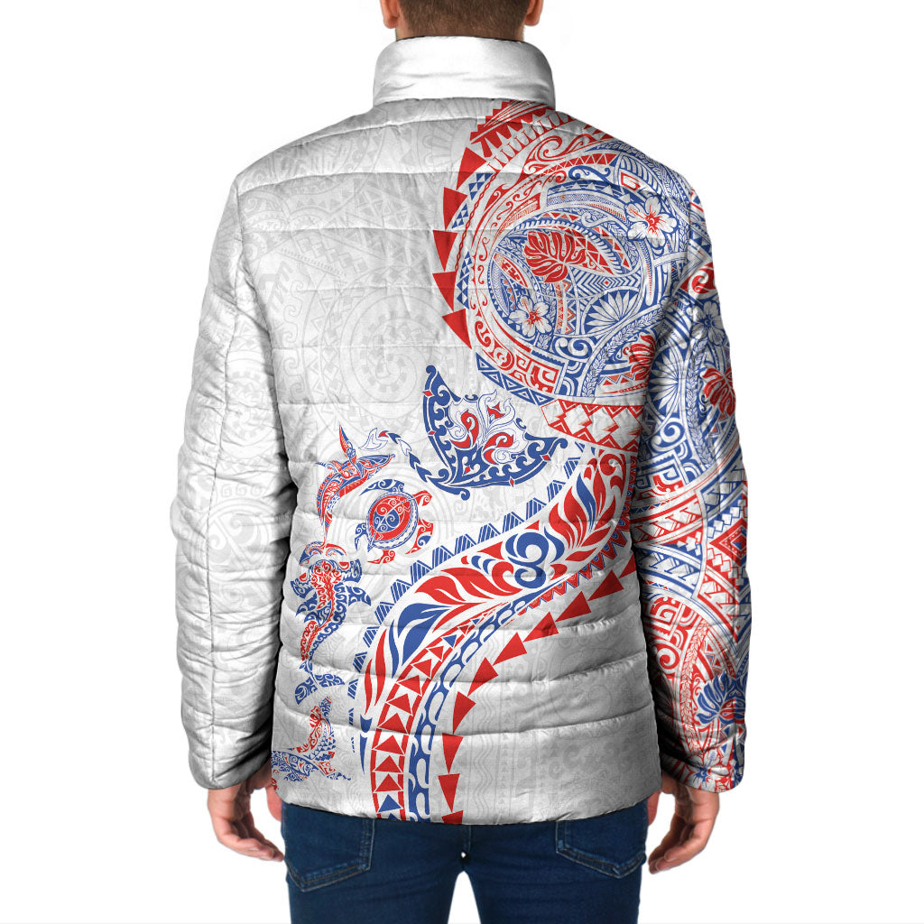 Hawaiian Kakau Tribal Sea Animals Tattoos Padded Jacket Hawaii Flag Color Inspired