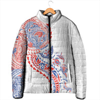Hawaiian Kakau Tribal Sea Animals Tattoos Padded Jacket Hawaii Flag Color Inspired