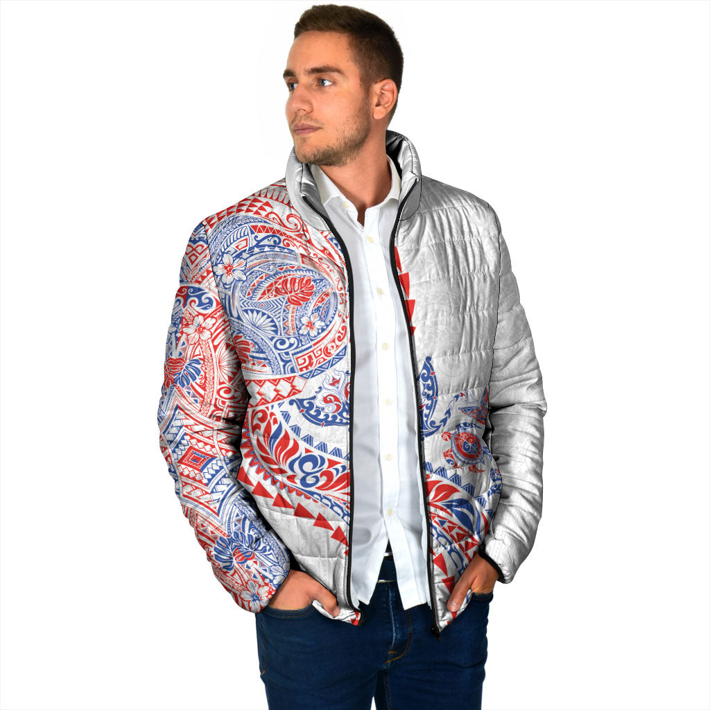 Hawaiian Kakau Tribal Sea Animals Tattoos Padded Jacket Hawaii Flag Color Inspired