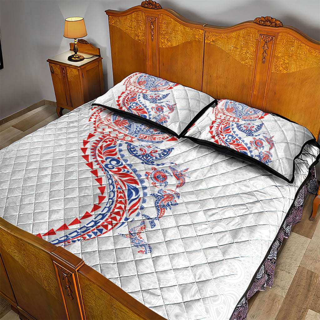 Hawaiian Kakau Tribal Sea Animals Tattoos Quilt Bed Set Hawaii Flag Color Inspired