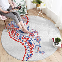 Hawaiian Kakau Tribal Sea Animals Tattoos Round Carpet Hawaii Flag Color Inspired