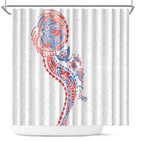 Hawaiian Kakau Tribal Sea Animals Tattoos Shower Curtain Hawaii Flag Color Inspired