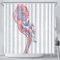 Hawaiian Kakau Tribal Sea Animals Tattoos Shower Curtain Hawaii Flag Color Inspired