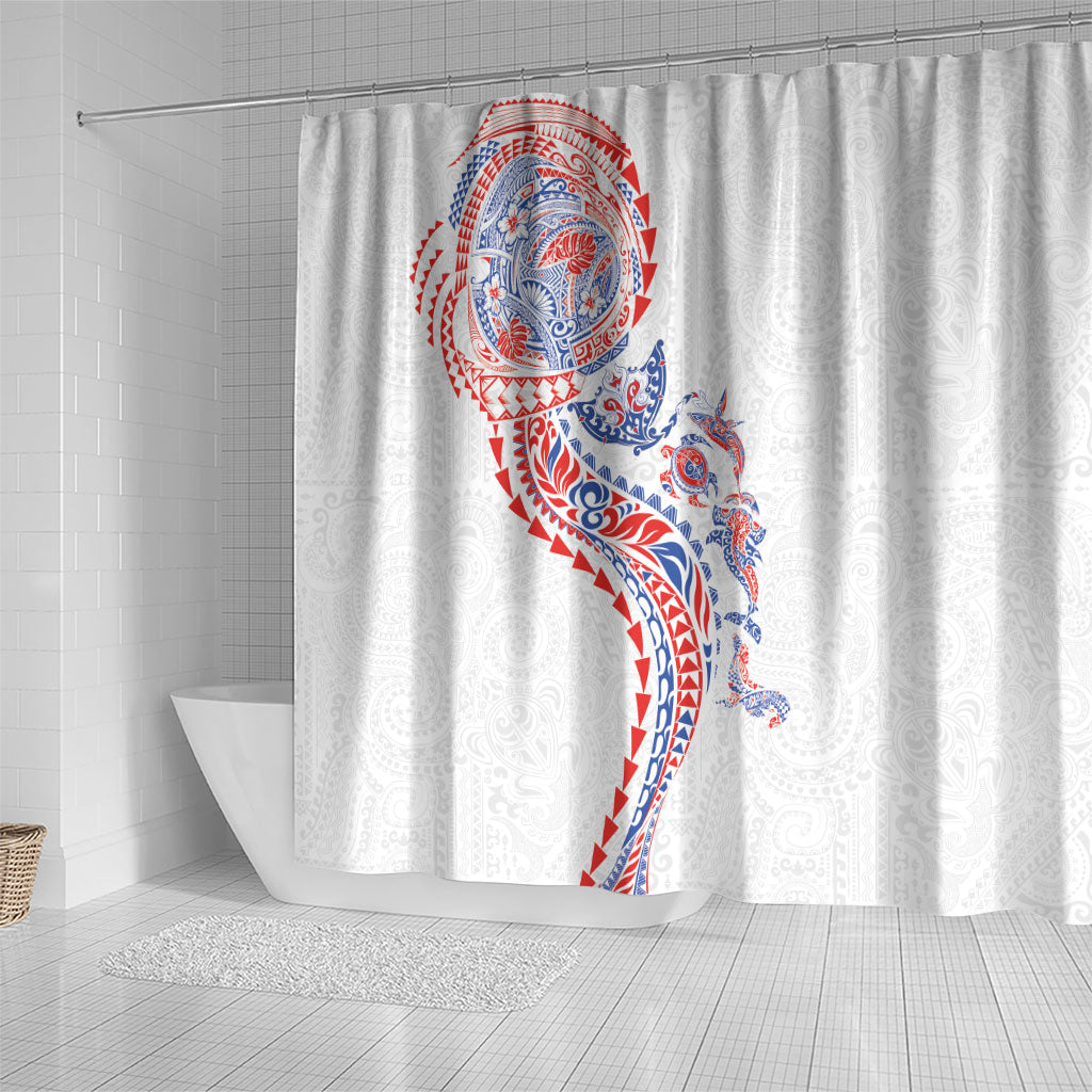 Hawaiian Kakau Tribal Sea Animals Tattoos Shower Curtain Hawaii Flag Color Inspired