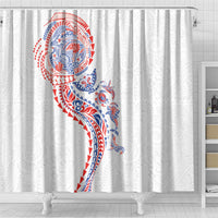 Hawaiian Kakau Tribal Sea Animals Tattoos Shower Curtain Hawaii Flag Color Inspired