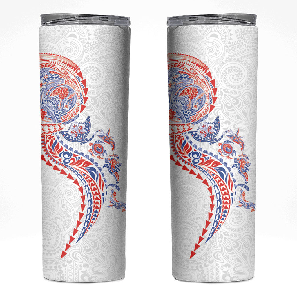 Hawaiian Kakau Tribal Sea Animals Tattoos Skinny Tumbler Hawaii Flag Color Inspired