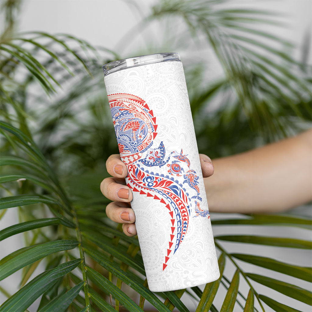 Hawaiian Kakau Tribal Sea Animals Tattoos Skinny Tumbler Hawaii Flag Color Inspired