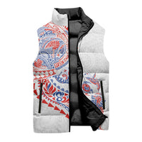 Hawaiian Kakau Tribal Sea Animals Tattoos Sleeveless Puffer Jacket Hawaii Flag Color Inspired