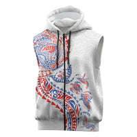 Hawaiian Kakau Tribal Sea Animals Tattoos Sleeveless Zip Hoodie Hawaii Flag Color Inspired
