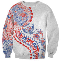 Hawaiian Kakau Tribal Sea Animals Tattoos Sweatshirt Hawaii Flag Color Inspired LT03 Unisex Multicolor - Polynesian Pride
