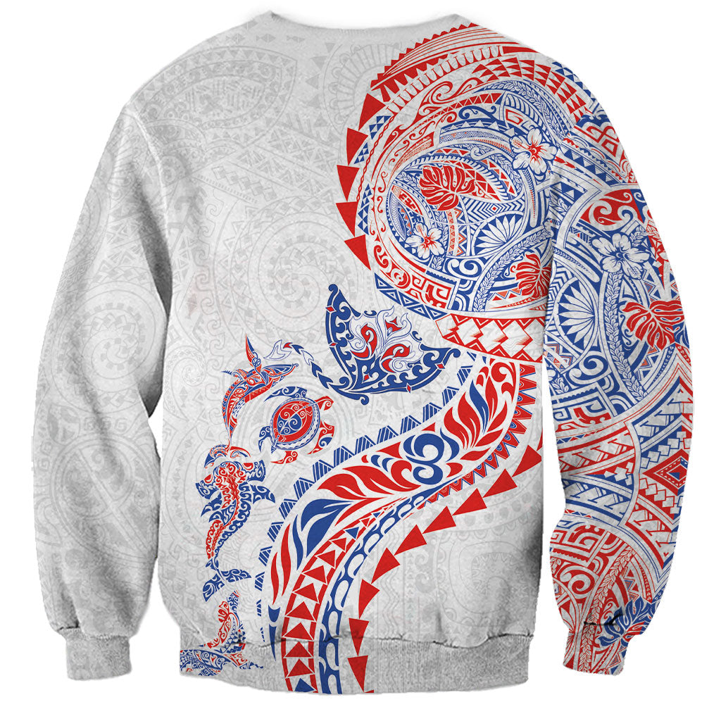 Hawaiian Kakau Tribal Sea Animals Tattoos Sweatshirt Hawaii Flag Color Inspired LT03 - Polynesian Pride