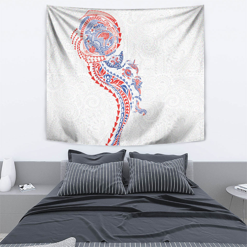 Hawaiian Kakau Tribal Sea Animals Tattoos Tapestry Hawaii Flag Color Inspired