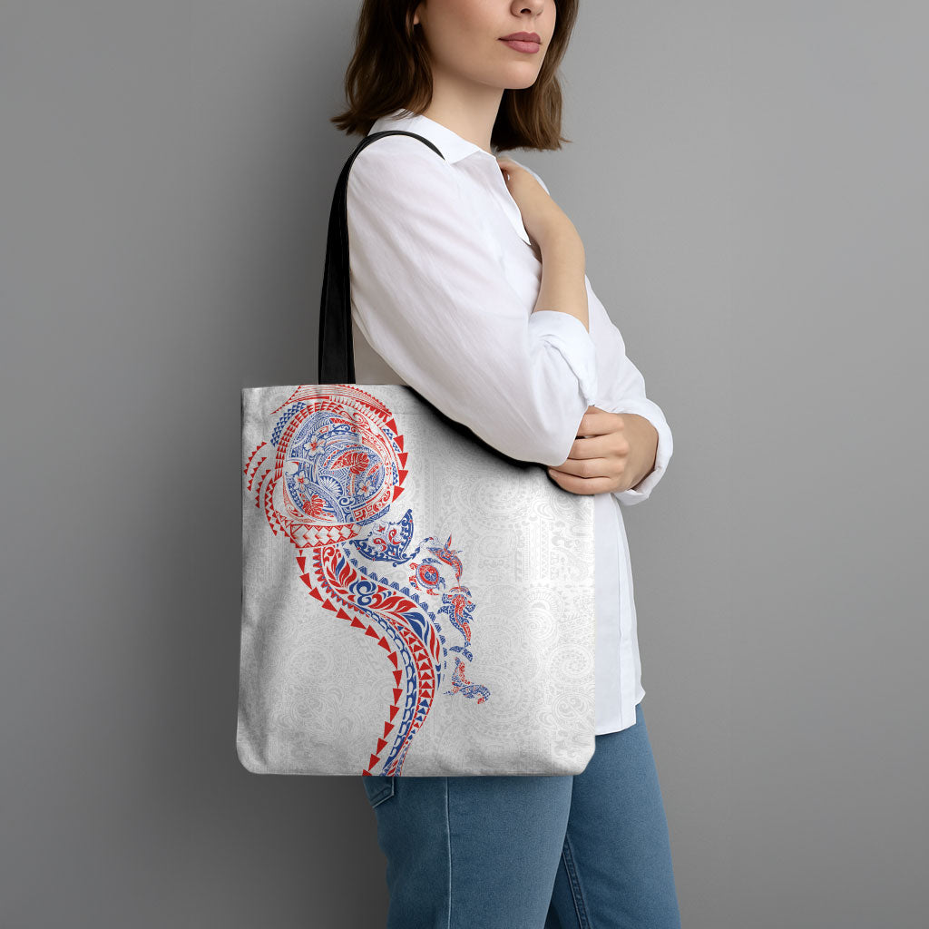 Hawaiian Kakau Tribal Sea Animals Tattoos Tote Bag Hawaii Flag Color Inspired