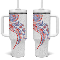 Hawaiian Kakau Tribal Sea Animals Tattoos Tumbler With Handle Hawaii Flag Color Inspired