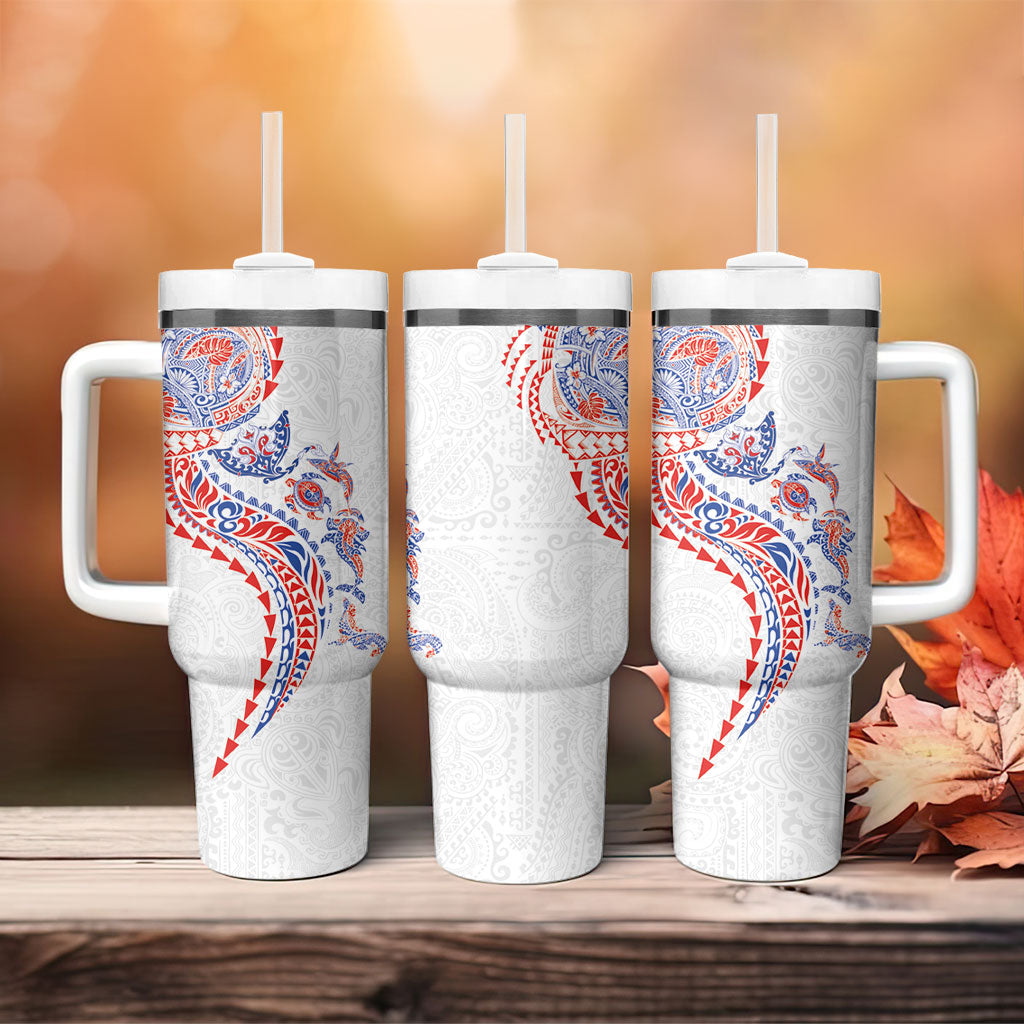 Hawaiian Kakau Tribal Sea Animals Tattoos Tumbler With Handle Hawaii Flag Color Inspired