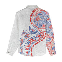 Hawaiian Kakau Tribal Sea Animals Tattoos Women Casual Shirt Hawaii Flag Color Inspired