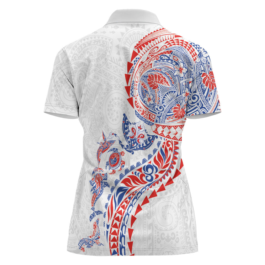 Hawaiian Kakau Tribal Sea Animals Tattoos Women Polo Shirt Hawaii Flag Color Inspired