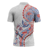 Hawaiian Kakau Tribal Sea Animals Tattoos Zipper Polo Shirt Hawaii Flag Color Inspired