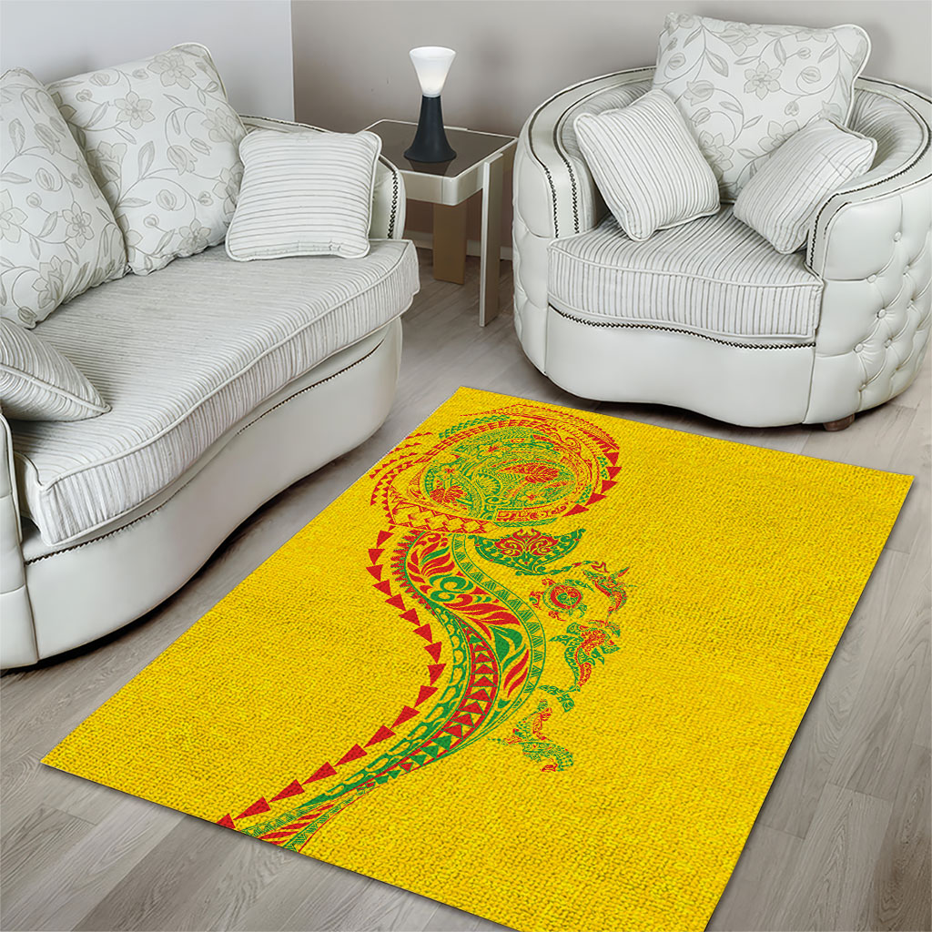 Hawaiian Kakau Tribal Sea Animals Tattoos Area Rug Kanaka Maoli Flag Color Inspired
