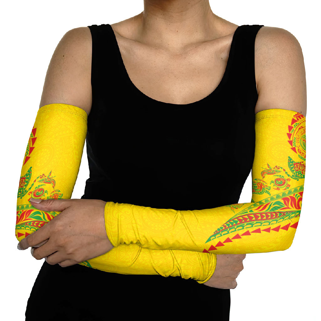 Hawaiian Kakau Tribal Sea Animals Tattoos Arm Sleeves Kanaka Maoli Flag Color Inspired