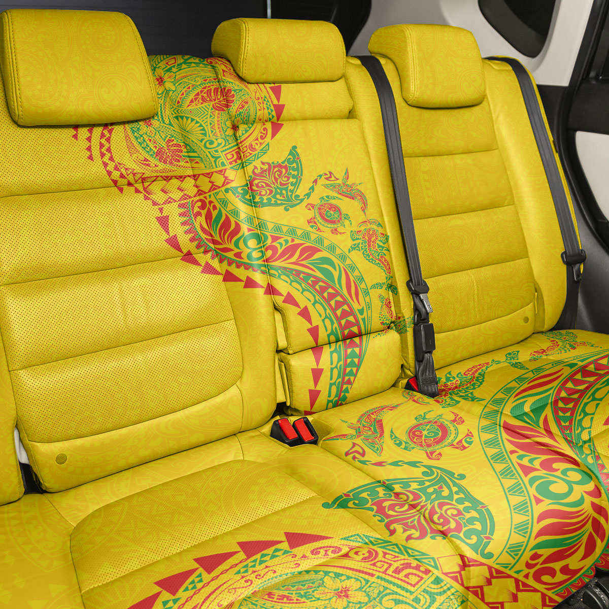 Hawaiian Kakau Tribal Sea Animals Tattoos Back Car Seat Cover Kanaka Maoli Flag Color Inspired