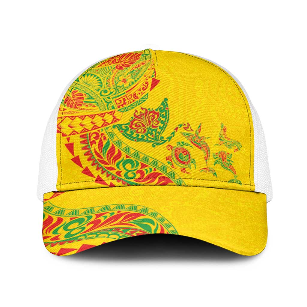 Hawaiian Kakau Tribal Sea Animals Tattoos Baseball Net Cap Kanaka Maoli Flag Color Inspired
