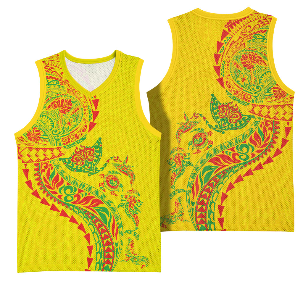 Hawaiian Kakau Tribal Sea Animals Tattoos Basketball Jersey Kanaka Maoli Flag Color Inspired