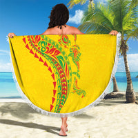 Hawaiian Kakau Tribal Sea Animals Tattoos Beach Blanket Kanaka Maoli Flag Color Inspired