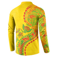 Hawaiian Kakau Tribal Sea Animals Tattoos Button Sweatshirt Kanaka Maoli Flag Color Inspired