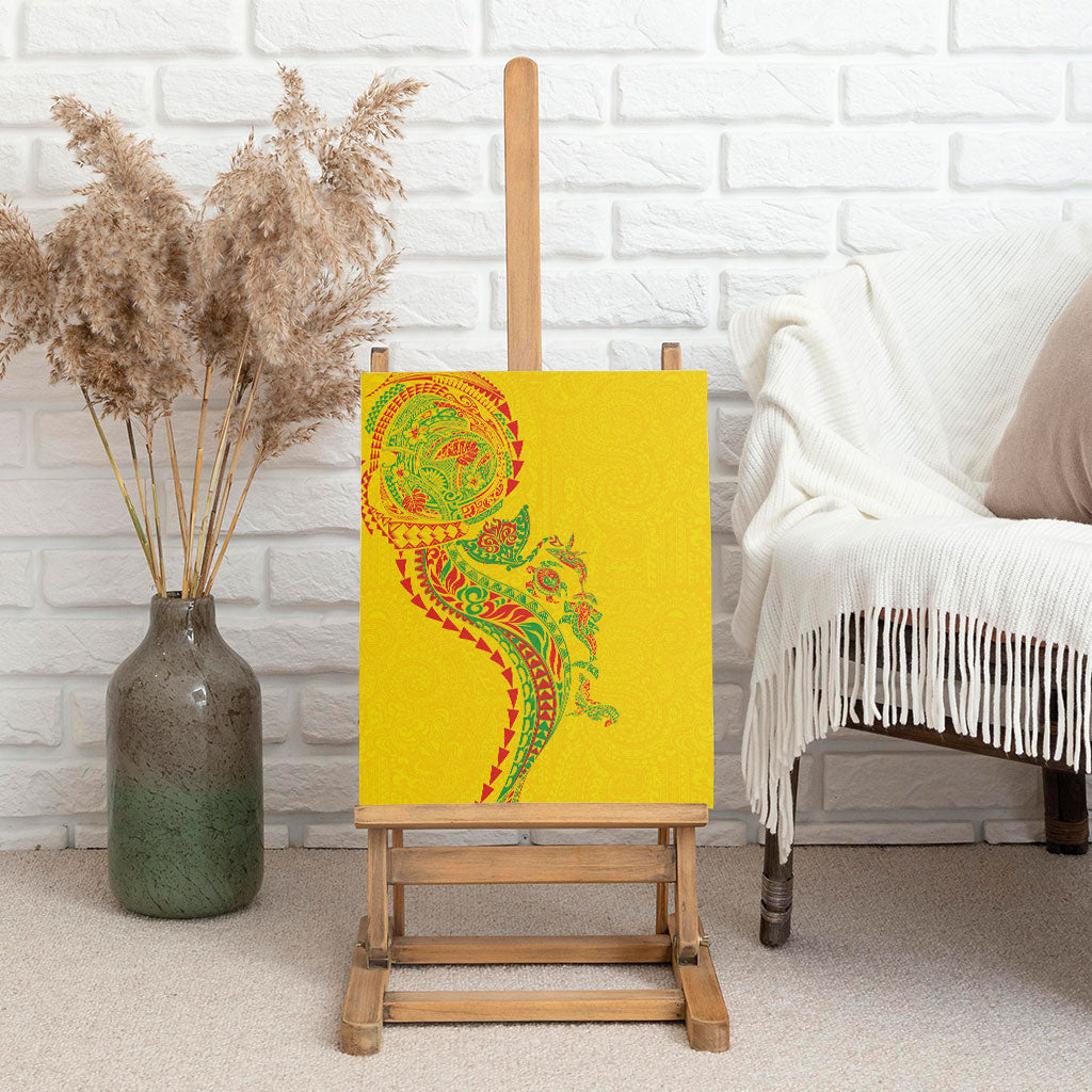 Hawaiian Kakau Tribal Sea Animals Tattoos Canvas Wall Art Kanaka Maoli Flag Color Inspired LT03 - Polynesian Pride