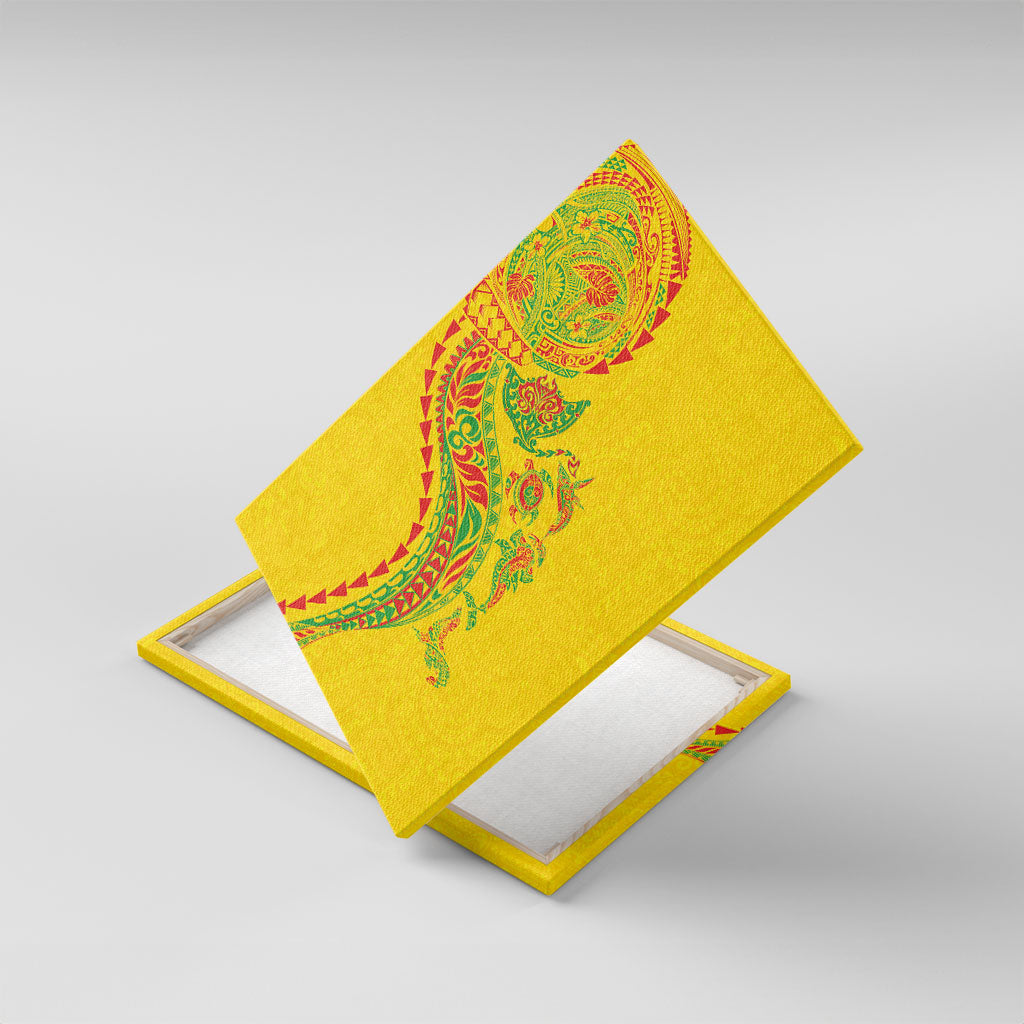 Hawaiian Kakau Tribal Sea Animals Tattoos Canvas Wall Art Kanaka Maoli Flag Color Inspired LT03 With Frame Multicolor - Polynesian Pride