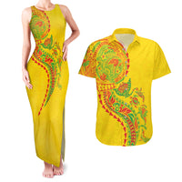 Hawaiian Kakau Tribal Sea Animals Tattoos Couples Matching Tank Maxi Dress and Hawaiian Shirt Kanaka Maoli Flag Color Inspired LT03 Multicolor - Polynesian Pride