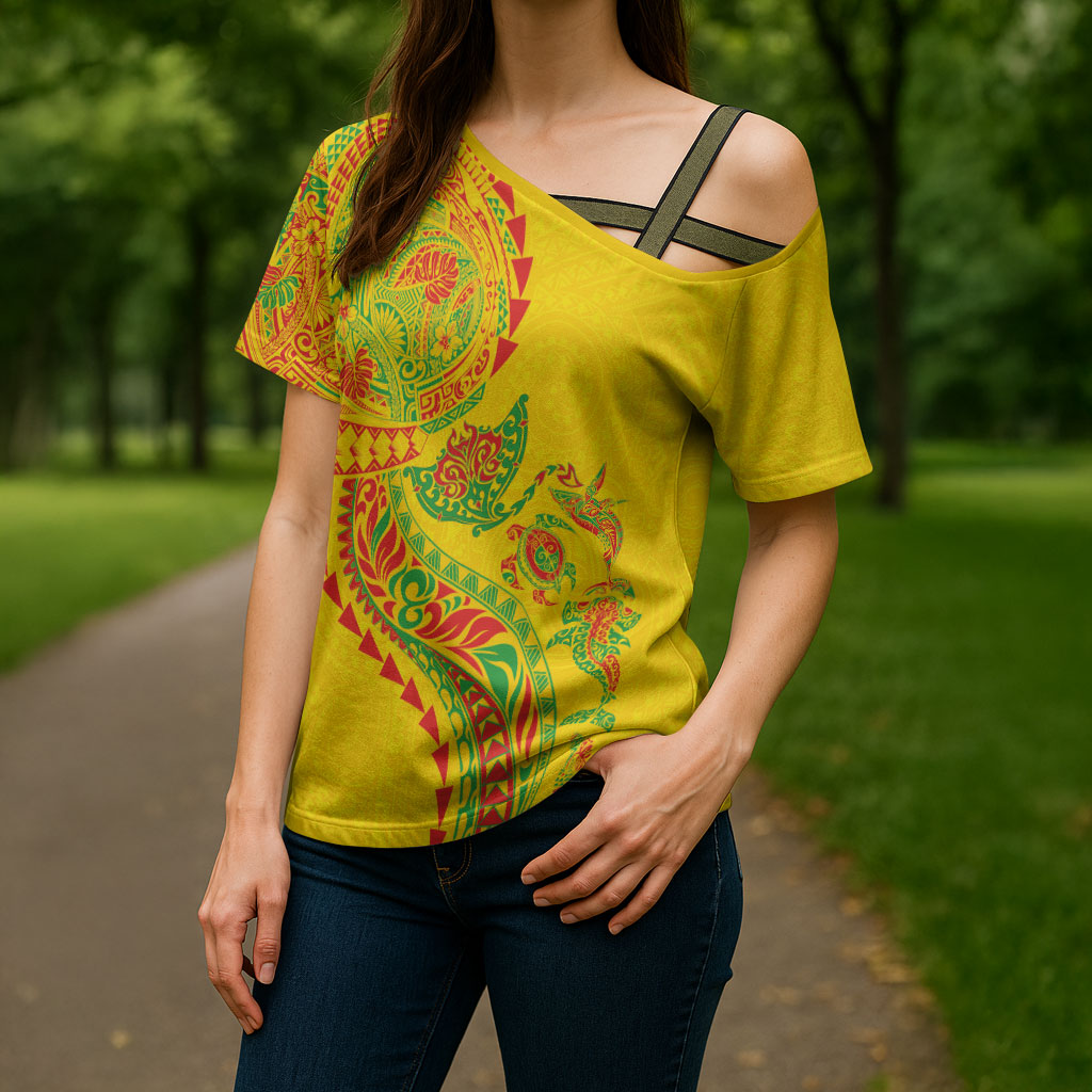 Hawaiian Kakau Tribal Sea Animals Tattoos Cross Shoulder Shirt Kanaka Maoli Flag Color Inspired