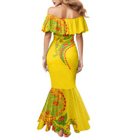 Hawaiian Kakau Tribal Sea Animals Tattoos Family Matching Mermaid Dress and Hawaiian Shirt Kanaka Maoli Flag Color Inspired