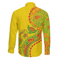 Hawaiian Kakau Tribal Sea Animals Tattoos Family Matching Off The Shoulder Long Sleeve Dress and Hawaiian Shirt Kanaka Maoli Flag Color Inspired LT03 - Polynesian Pride