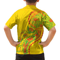 Hawaiian Kakau Tribal Sea Animals Tattoos Family Matching Off Shoulder Maxi Dress and Hawaiian Shirt Kanaka Maoli Flag Color Inspired LT03 - Polynesian Pride