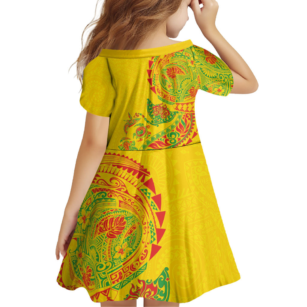 Hawaiian Kakau Tribal Sea Animals Tattoos Family Matching Off Shoulder Maxi Dress and Hawaiian Shirt Kanaka Maoli Flag Color Inspired LT03 - Polynesian Pride