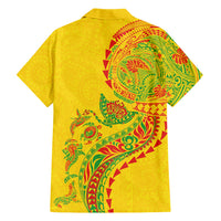 Hawaiian Kakau Tribal Sea Animals Tattoos Family Matching Off Shoulder Maxi Dress and Hawaiian Shirt Kanaka Maoli Flag Color Inspired LT03 - Polynesian Pride