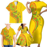 Hawaiian Kakau Tribal Sea Animals Tattoos Family Matching Short Sleeve Bodycon Dress and Hawaiian Shirt Kanaka Maoli Flag Color Inspired LT03 - Polynesian Pride