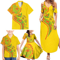Hawaiian Kakau Tribal Sea Animals Tattoos Family Matching Summer Maxi Dress and Hawaiian Shirt Kanaka Maoli Flag Color Inspired