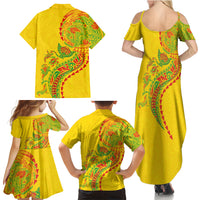 Hawaiian Kakau Tribal Sea Animals Tattoos Family Matching Summer Maxi Dress and Hawaiian Shirt Kanaka Maoli Flag Color Inspired