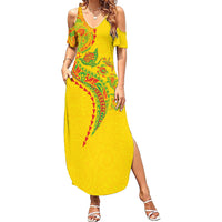 Hawaiian Kakau Tribal Sea Animals Tattoos Family Matching Summer Maxi Dress and Hawaiian Shirt Kanaka Maoli Flag Color Inspired