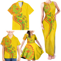 Hawaiian Kakau Tribal Sea Animals Tattoos Family Matching Tank Maxi Dress and Hawaiian Shirt Kanaka Maoli Flag Color Inspired LT03 - Polynesian Pride